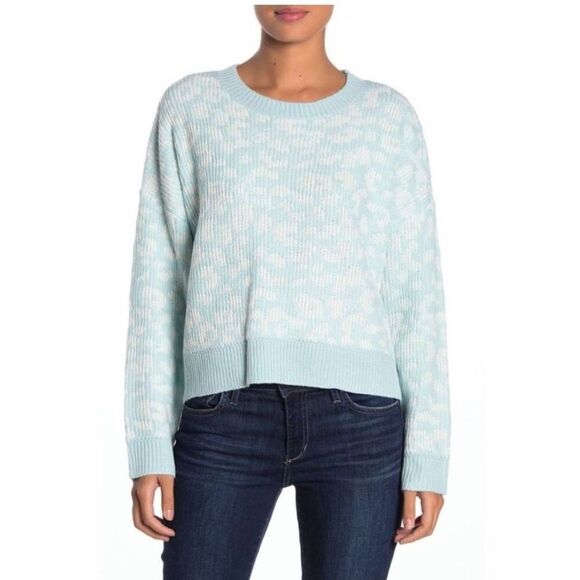 John + Jenn Blue Leopard Print Knit Sweater Women’s Size XL Soft Cozy Pullover - Picture 1 of 7
